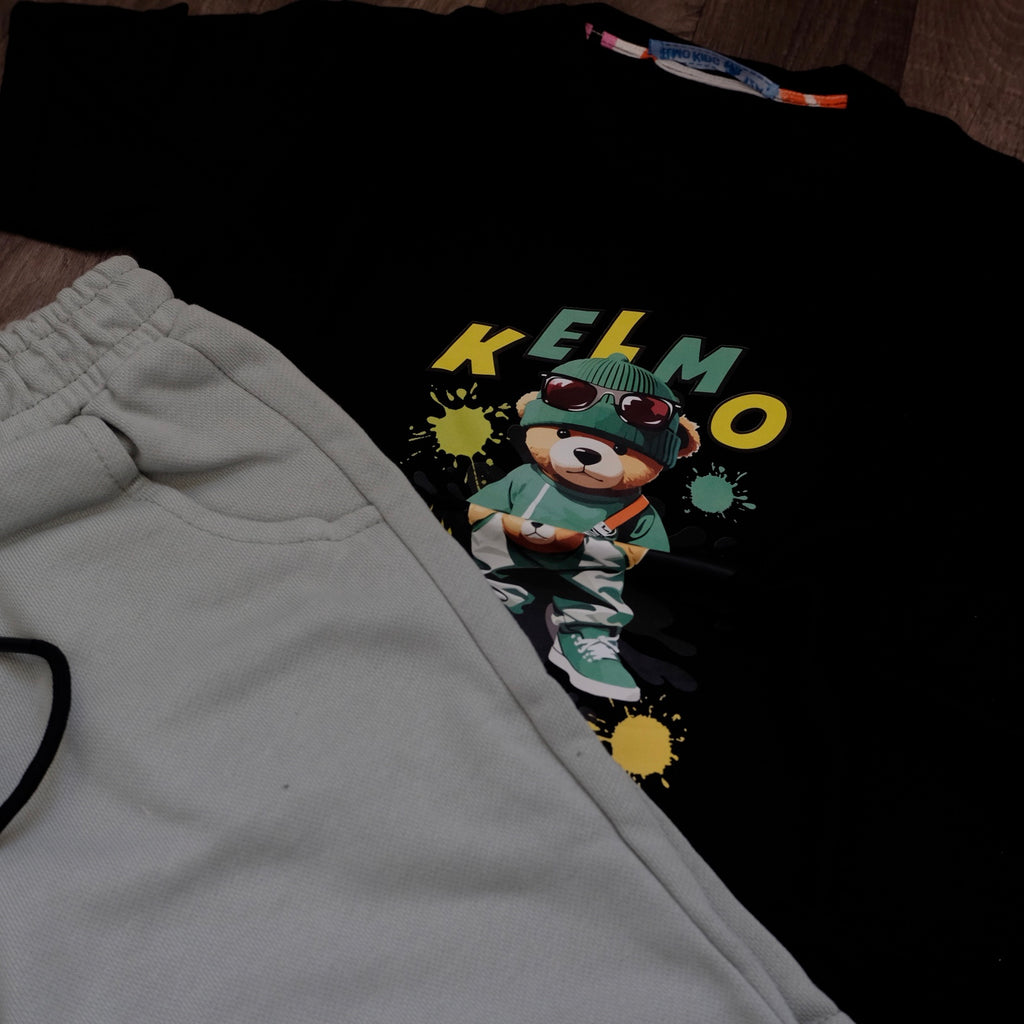 Ensemble Enfant Short Vert Asperg + T-Shirt Noir