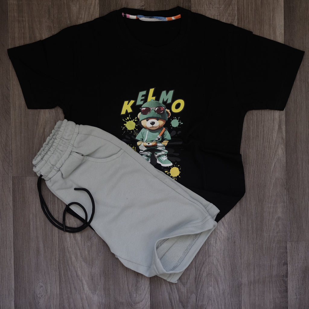 Ensemble Enfant Short Vert Asperg + T-Shirt Noir