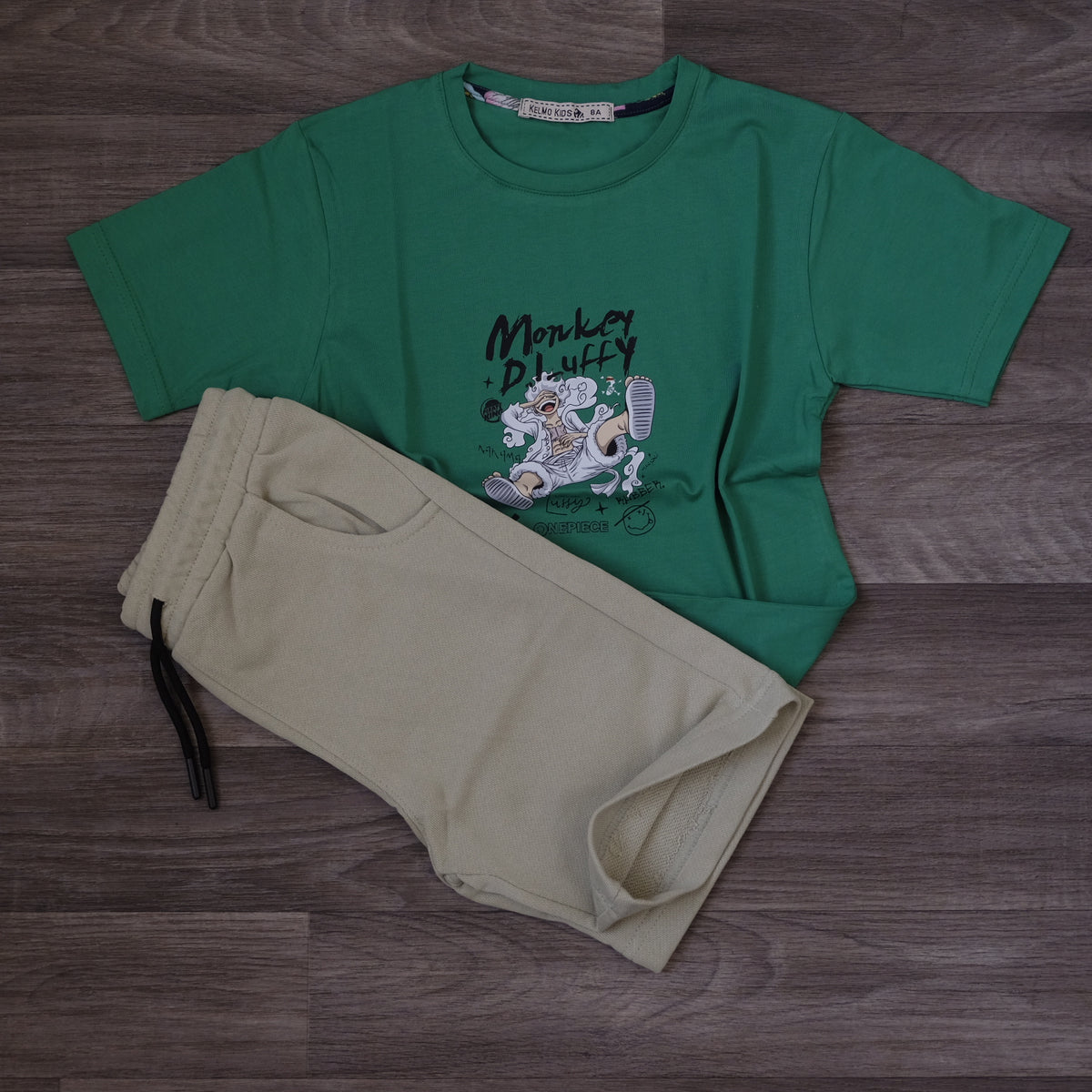 Ensemble Enfant Short Vert Nik + T-Shirt Vert Luffy