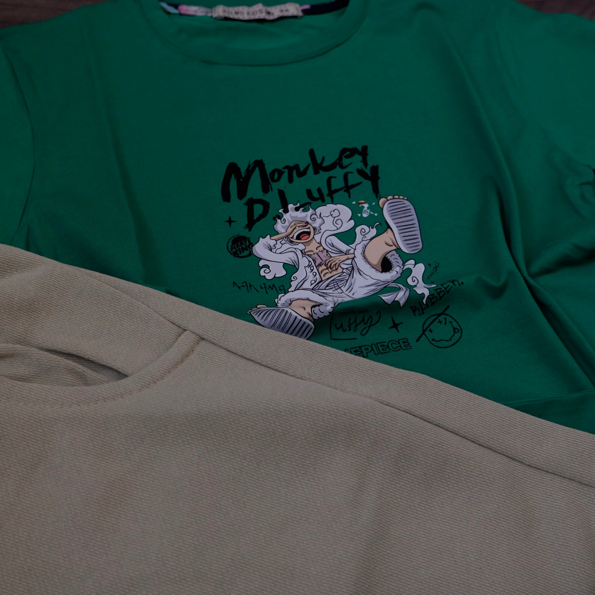 Ensemble Enfant Short Vert Nik + T-Shirt Vert Luffy