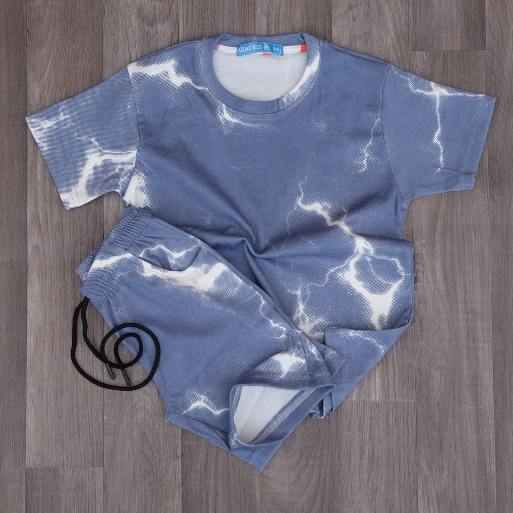 Ensemble Enfant tie dai Bleu Indigo - Short + T-shirt