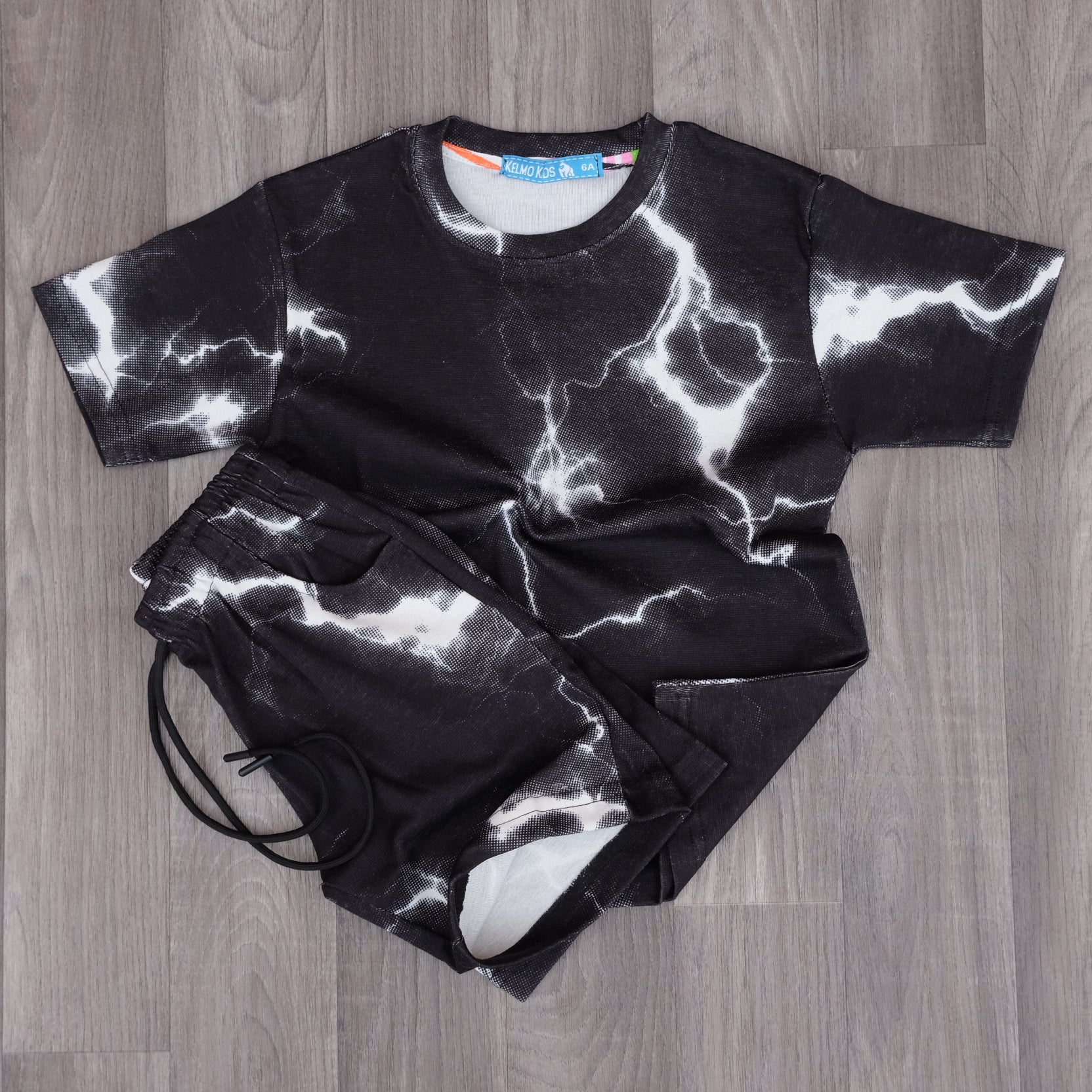 Ensemble Enfant tie dai Noir - Short et T-shirt