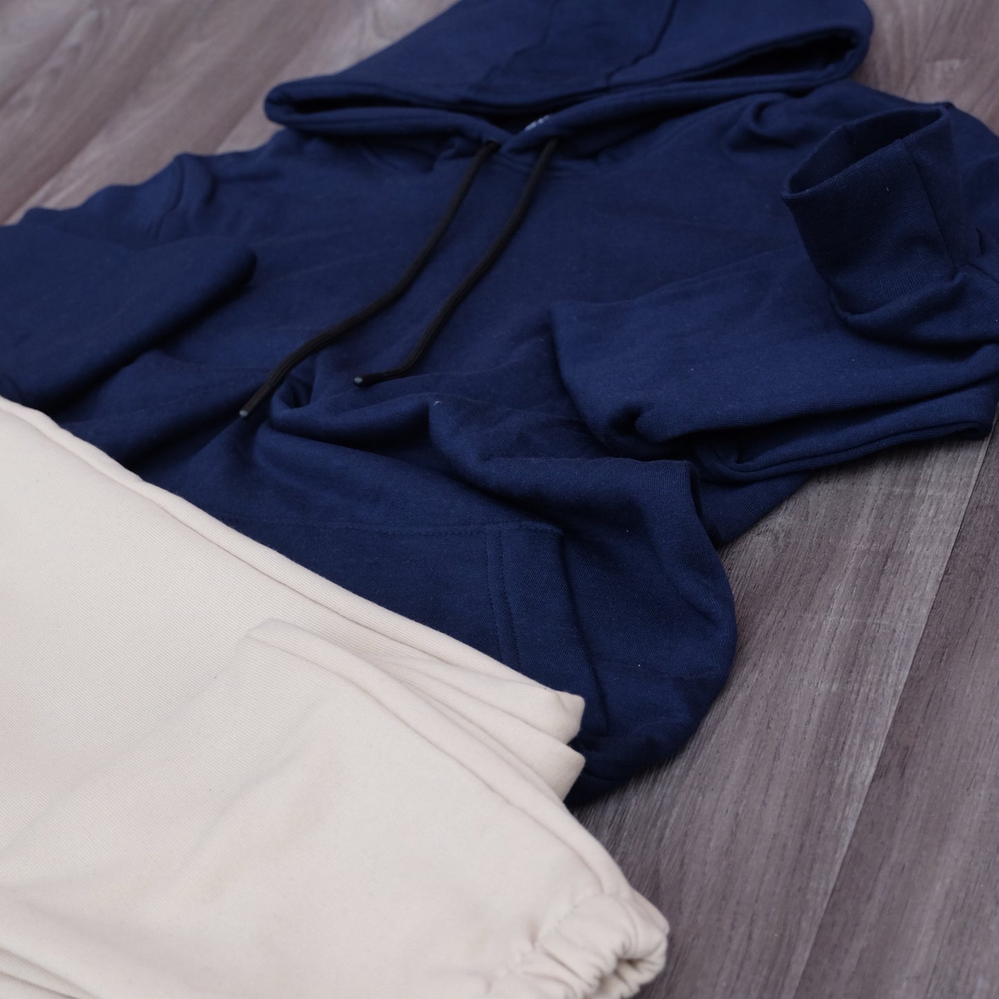 Ensemble Jogging Beige + Capuche Cotton bleu Marine