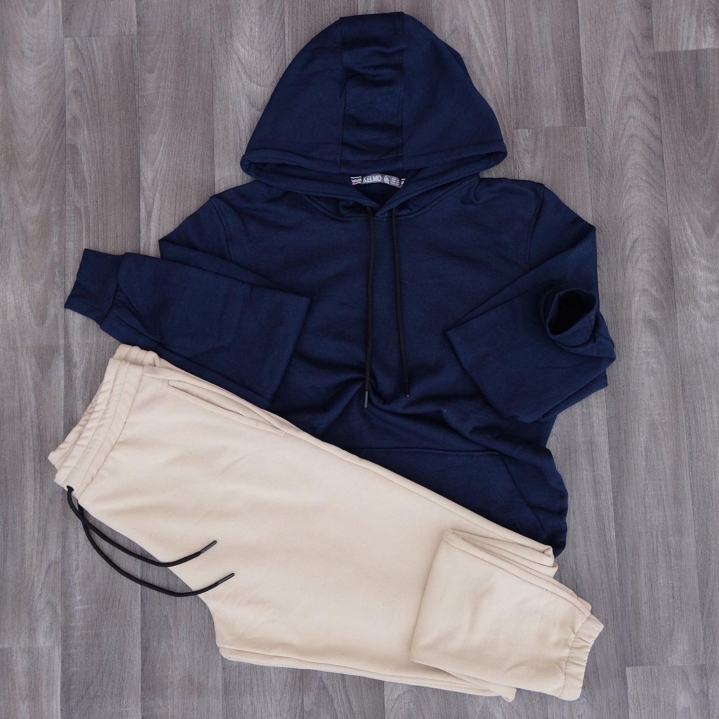 Ensemble Jogging Beige + Capuche Cotton bleu Marine