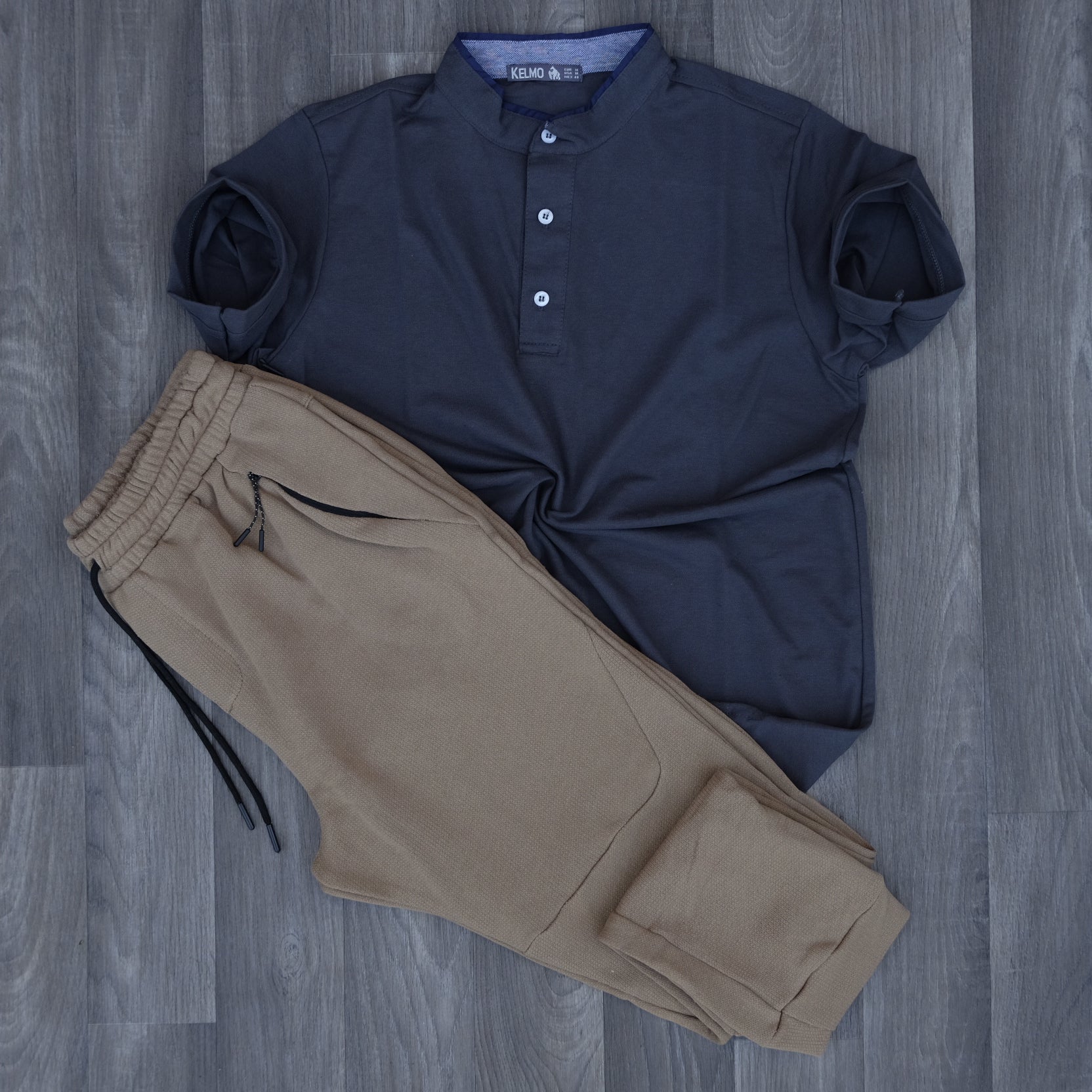 Ensemble Jogging Beska Beige Caramel + Polo mao Gris Fonce