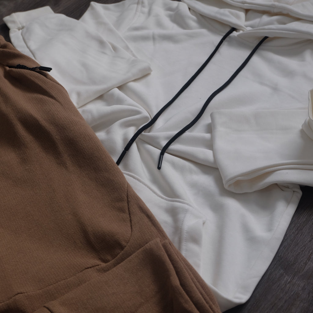 Ensemble Jogging  Beska Beige + Capuche Cotton Blanc