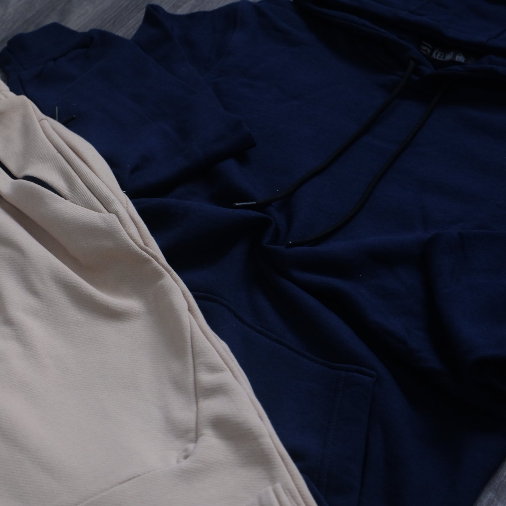 Ensemble Jogging  Beska Beige + Capuche Cotton Bleu Marine