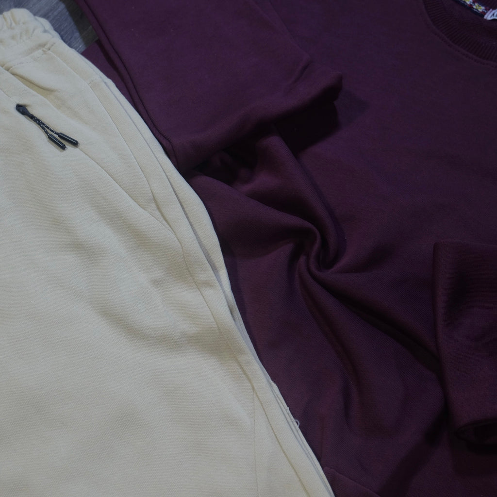 Ensemble Jogging  Beska Beige + Sweat Grenat