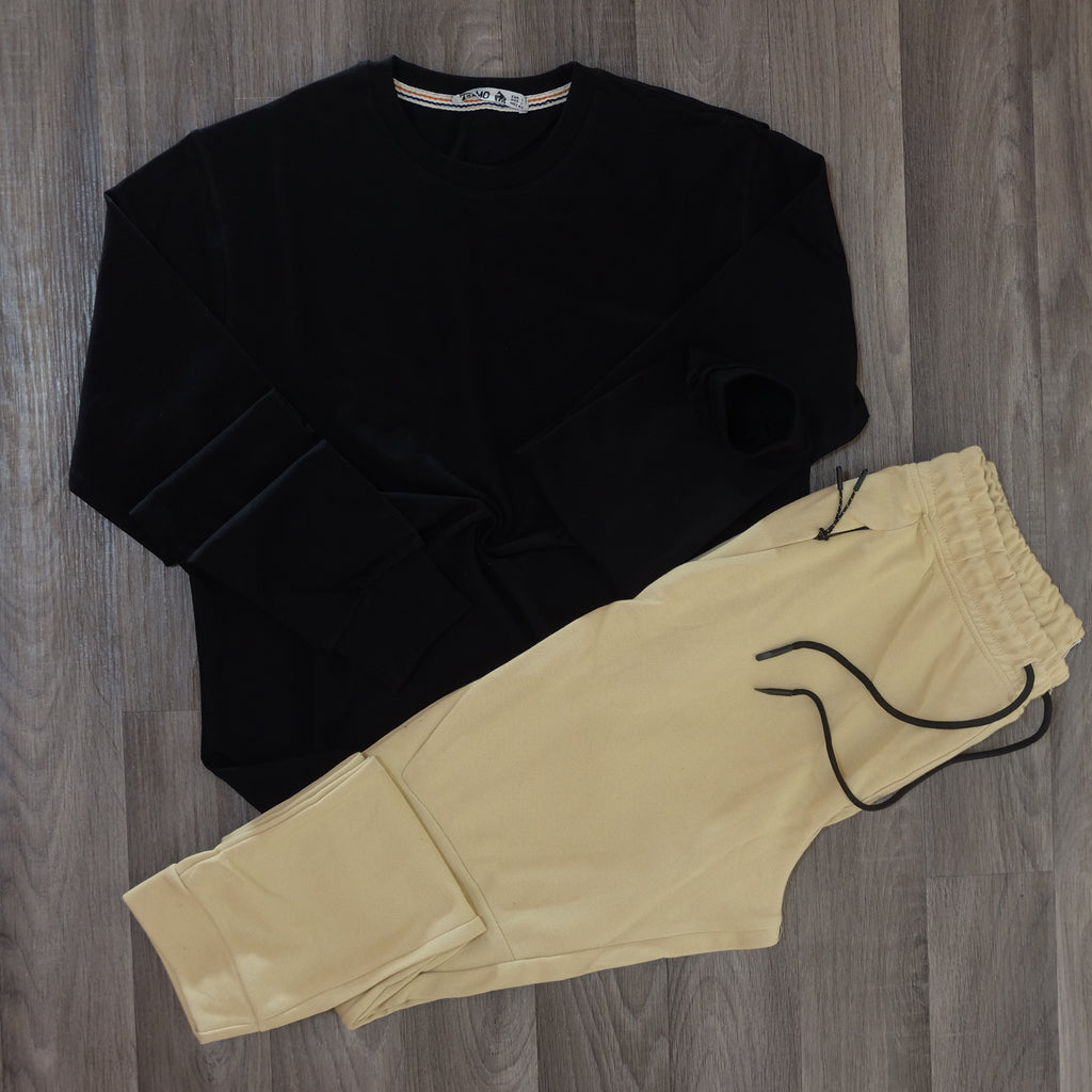 Ensemble Jogging  Beska Beige + Sweat Noir