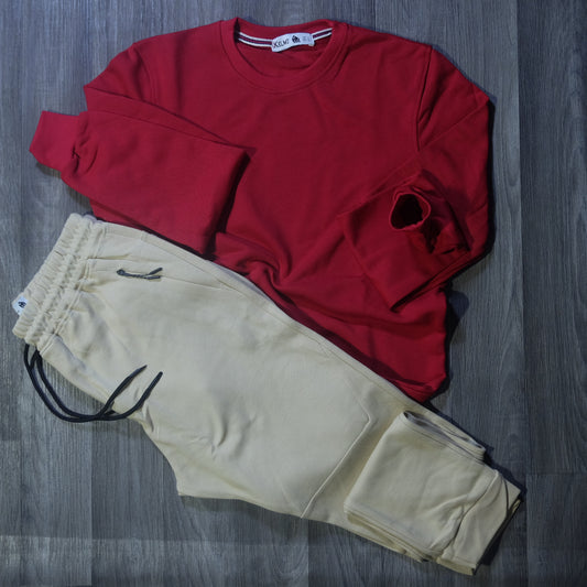 Ensemble Jogging Beska Beige + Sweat Rouge
