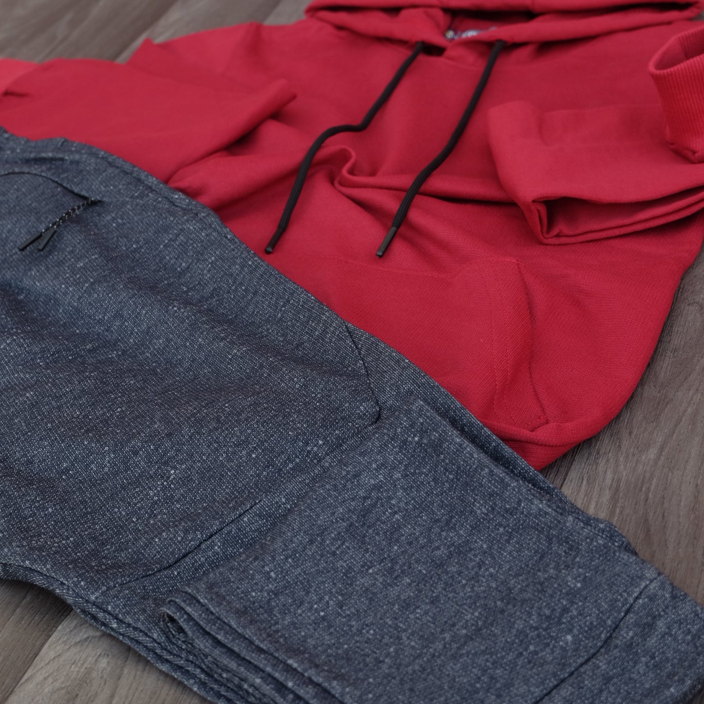 Ensemble Jogging Beska Bleu Chine + Capuche Cotton Rouge