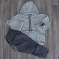 Ensemble Jogging  Beska Bleu Chine + Capuche Cotton Gris Chine