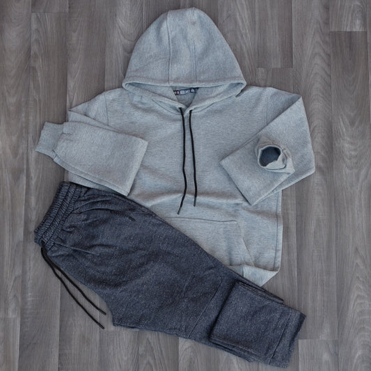 Ensemble Jogging Beska Bleu Chine + Capuche Cotton Gris Chine
