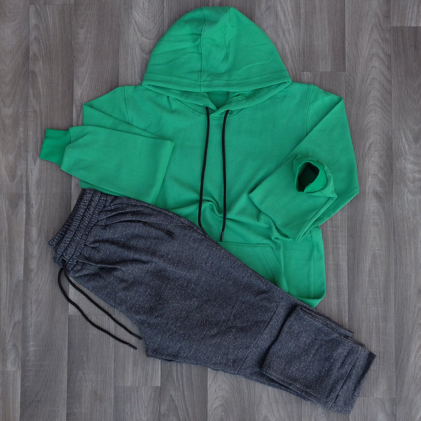 Ensemble Jogging  Beska Bleu Chine + Capuche Cotton Vert Raj