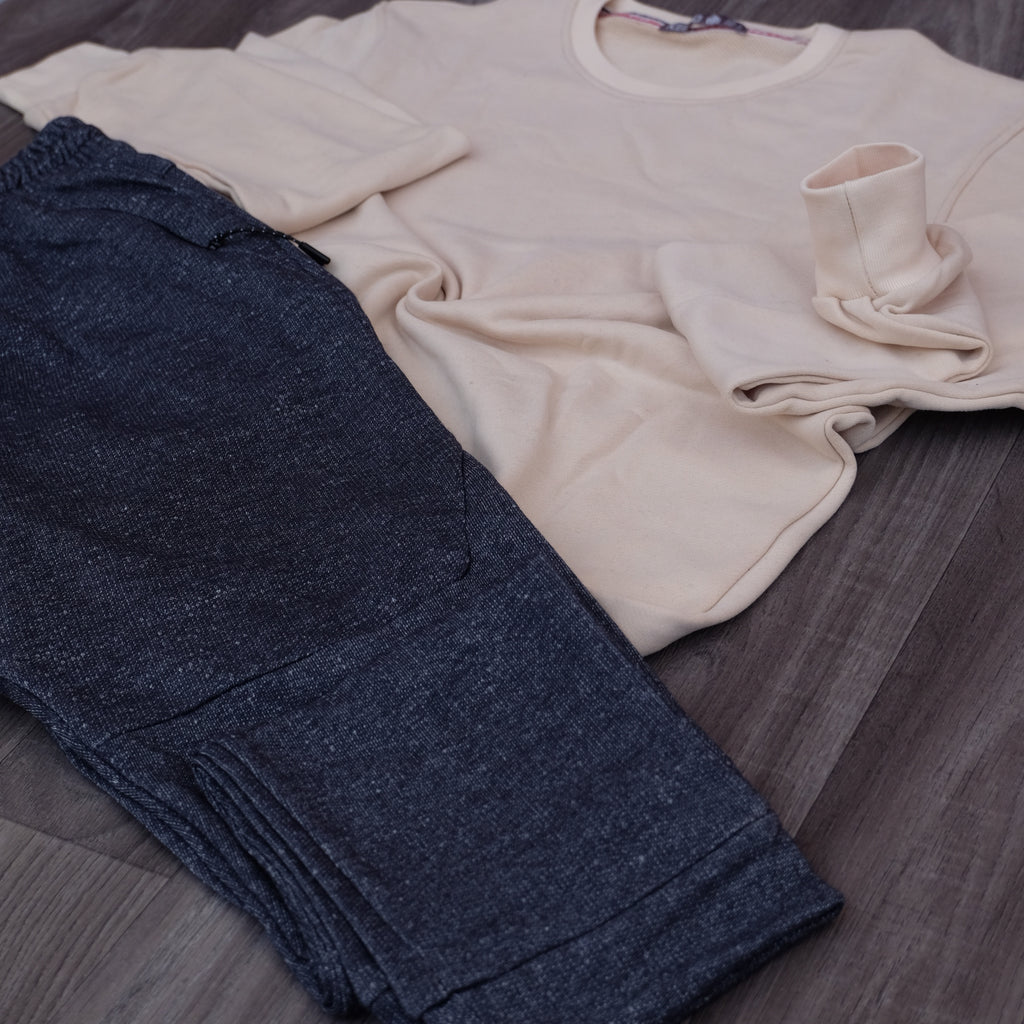 Ensemble Jogging  Beska Bleu Chine  + Sweat Beige