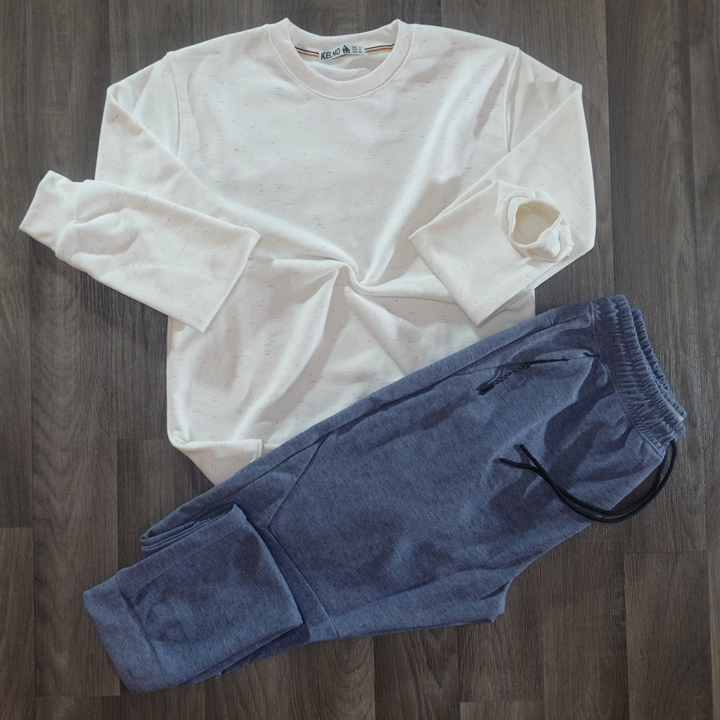 Ensemble Jogging  Beska Bleu Chine + Sweat Blanc