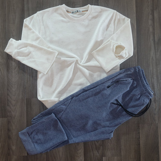 Ensemble Jogging Beska Bleu Chine + Sweat Blanc