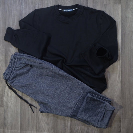 Ensemble Jogging Beska Bleu Chine + Sweat Noir