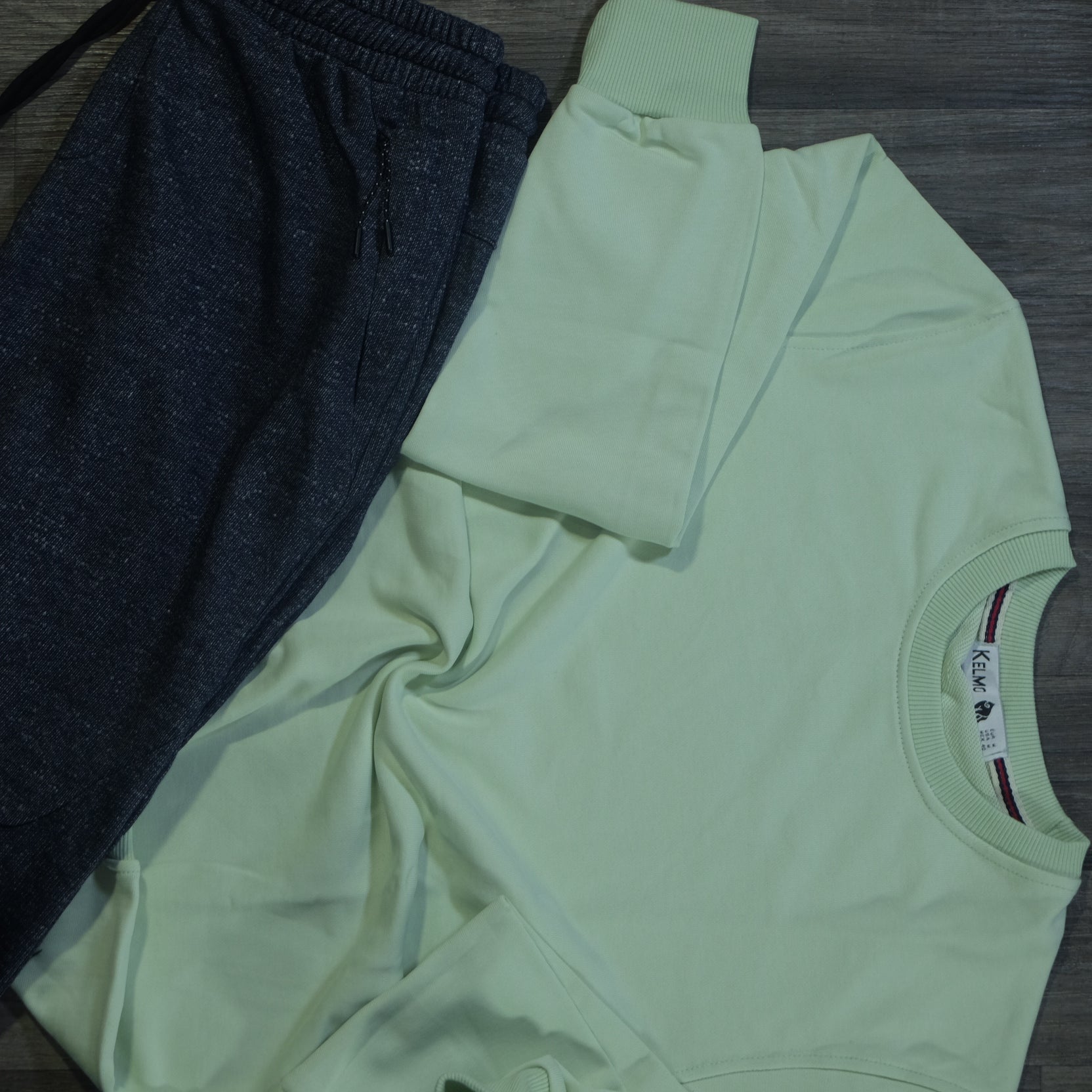 Ensemble Jogging  Beska Bleu Chine + Sweat Vert eau