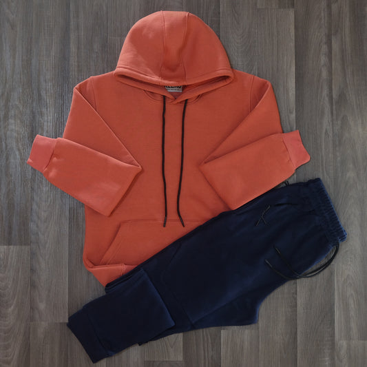 Ensemble Jogging  Beska Bleu Marine + Capuche Cotton Rouge Brique