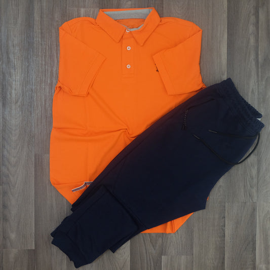 Ensemble Jogging Beska Bleu Marine + Polo Orange