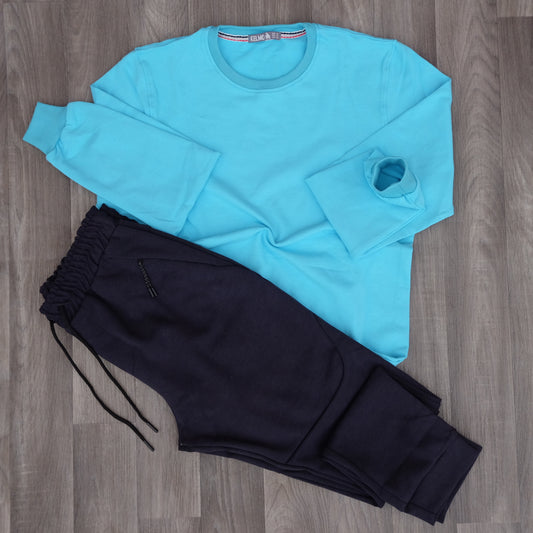 Ensemble Jogging Beska Bleu Marine + Sweat Turquoise