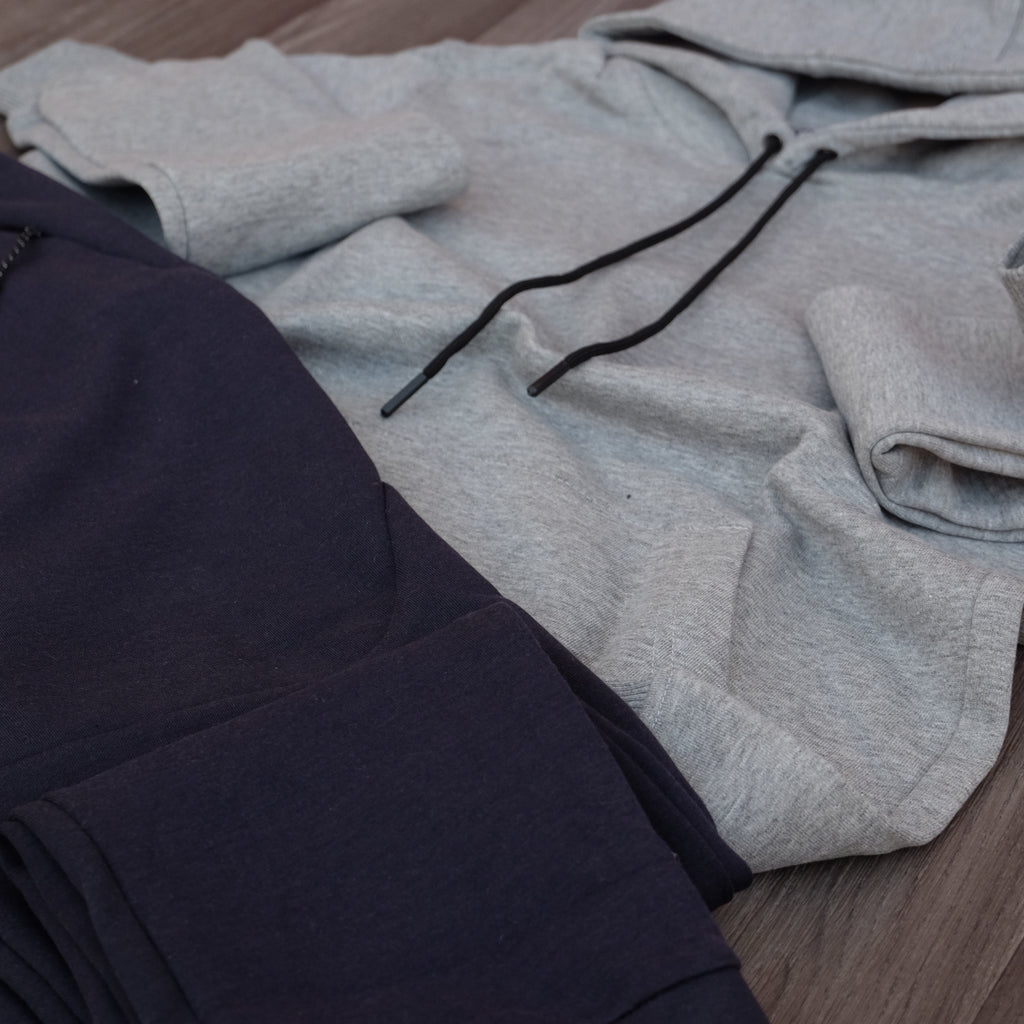 Ensemble Jogging Beska Bleu + Capuche Cotton Gris Chine Clair