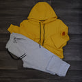 Ensemble Jogging  Beska Gris Chine Clair + Capuche Cotton Jaune Fonce