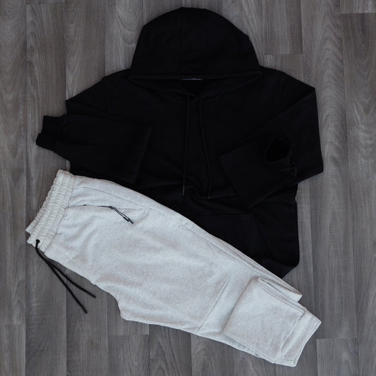 Ensemble Jogging  Beska Gris Chine Clair + Capuche Cotton Noir