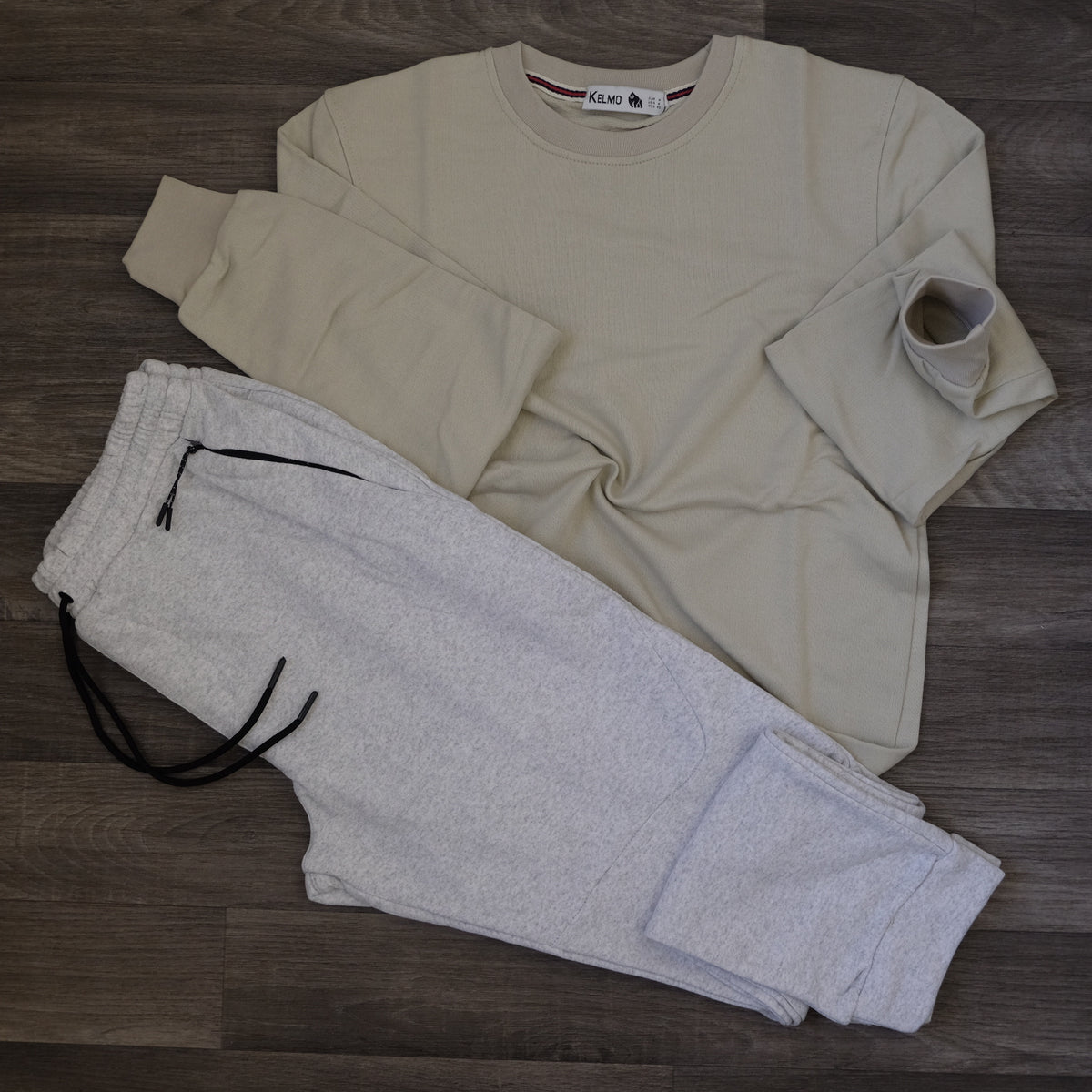 Ensemble Jogging  Beska Gris Chine Clair + Sweat Beige