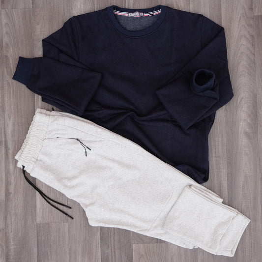 Ensemble Jogging  Beska Gris Chine Clair + Sweat Bleu Marine