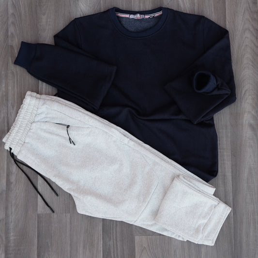 Ensemble Jogging  Beska Gris Chine Clair + Sweat Bleu Marine