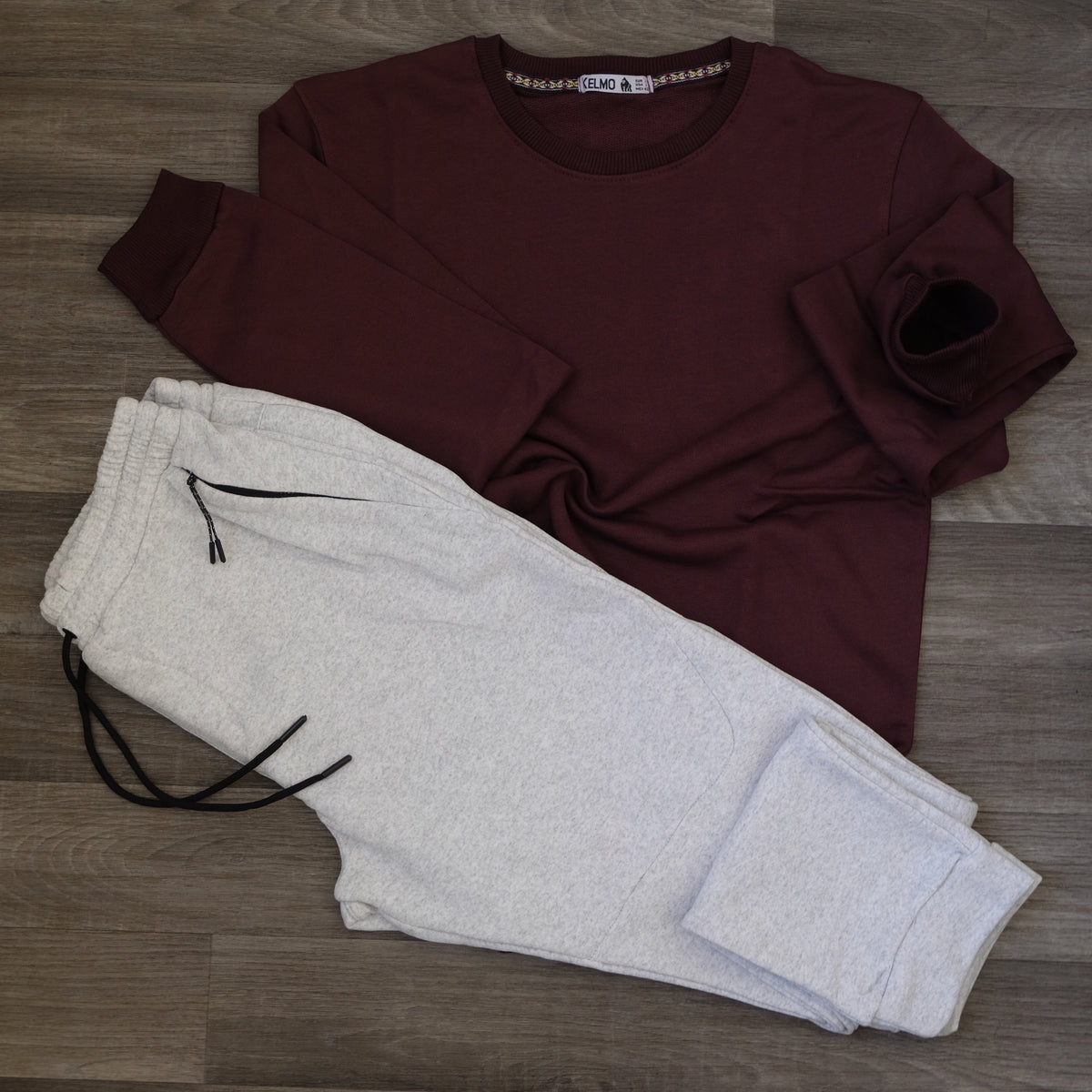 Ensemble Jogging  Beska Gris Chine Clair + Sweat Grenat
