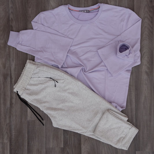 Ensemble Jogging  Beska Gris Chine Clair + Sweat Mauve