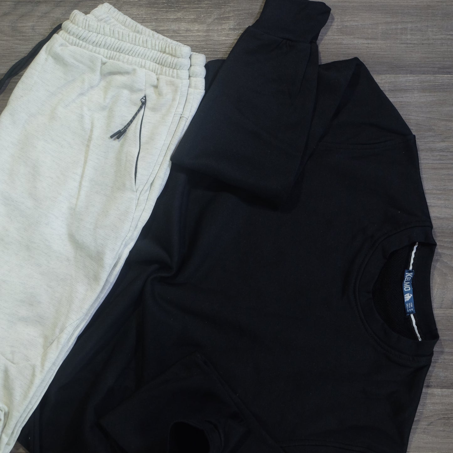 Ensemble Jogging  Beska Gris Chine Clair + Sweat Noir