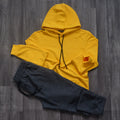Ensemble Jogging  Beska Gris Chine Fonce + Capuche Cotton Jaune Fonce