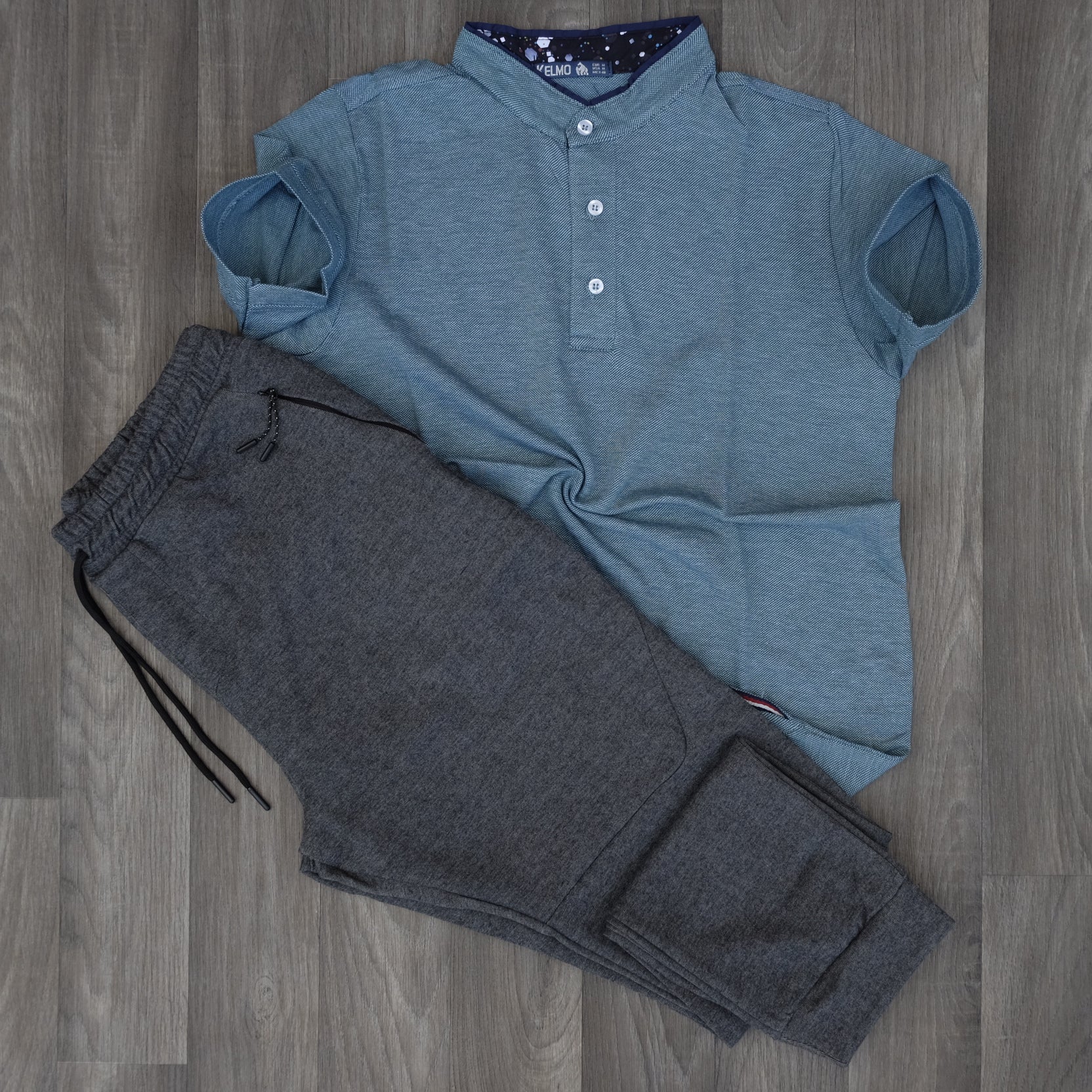 Ensemble Jogging Beska Gris Chine Fonce + Polo mao Vert Chine
