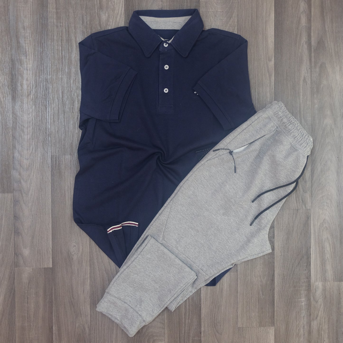 Ensemble Jogging Beska Gris Chine + Polo Bleu Marine