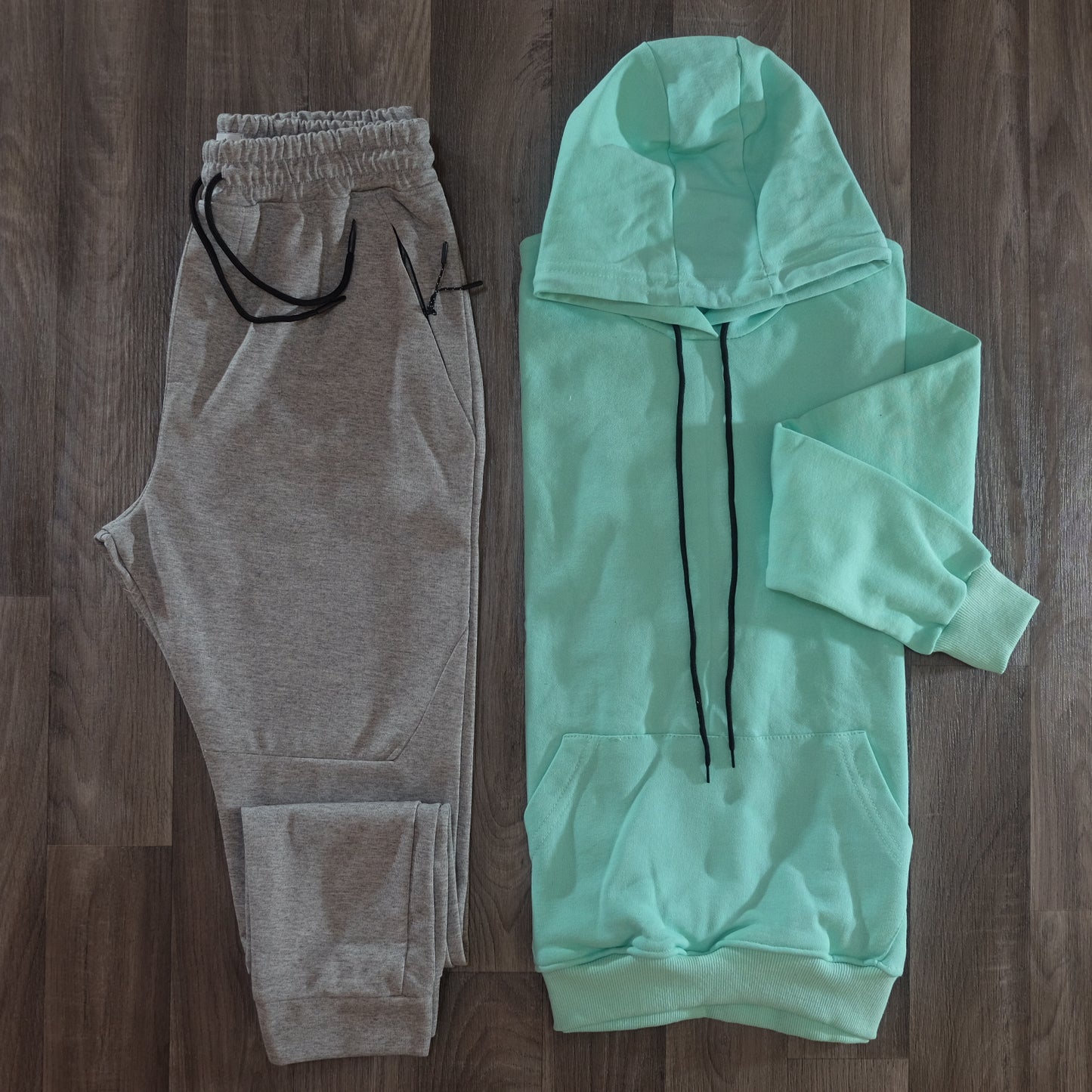 Ensemble Jogging  Beska Gris Clair + Capuche Vert Eau
