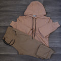 Ensemble Jogging  Beska Kaki Clair + Capuche Cotton Beige Fonce