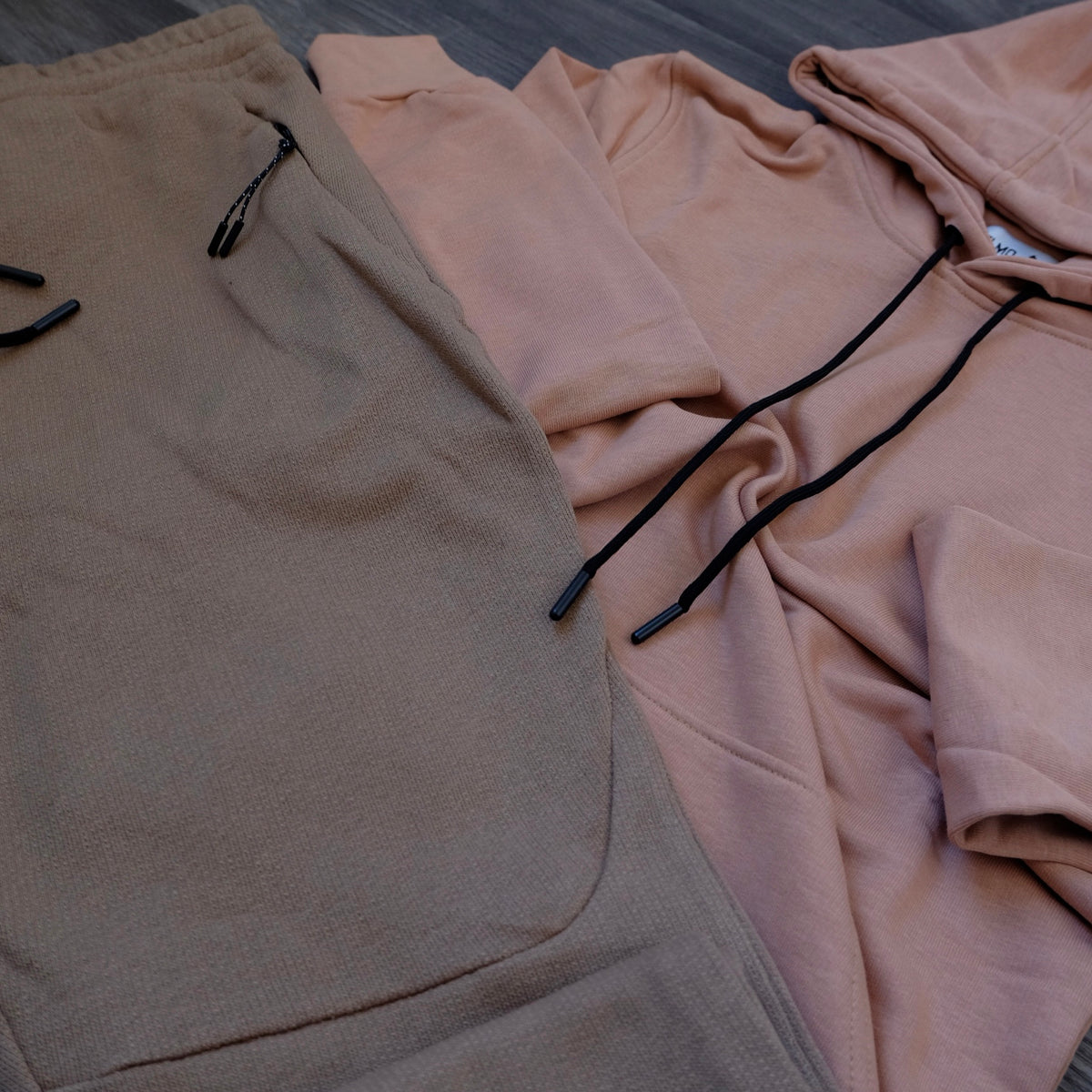 Ensemble Jogging  Beska Kaki Clair + Capuche Cotton Beige Fonce