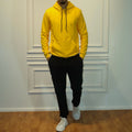 Ensemble Jogging  Beska Noir + Capuche Cotton Jaune Fonce