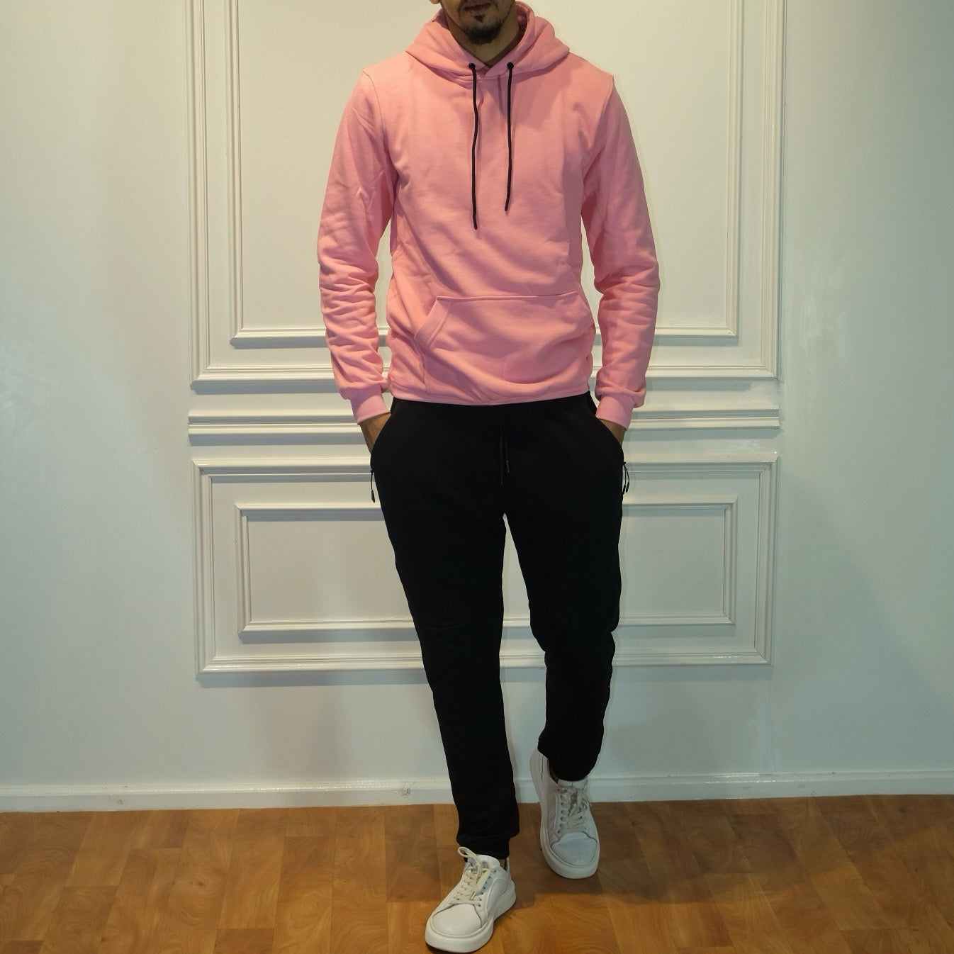 Ensemble Jogging  Beska Noir + Capuche Cotton Rose Clair
