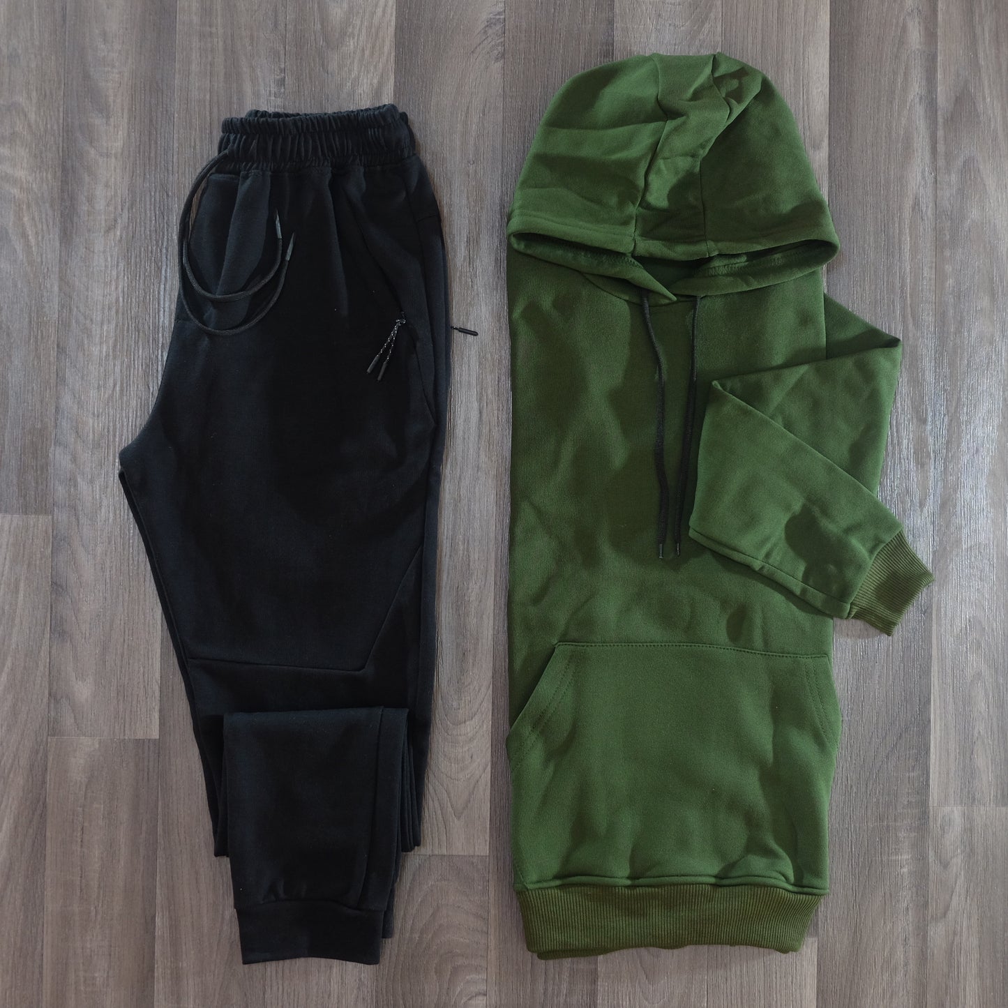 Ensemble Jogging  Beska Noir + Capuche Cotton Kaki