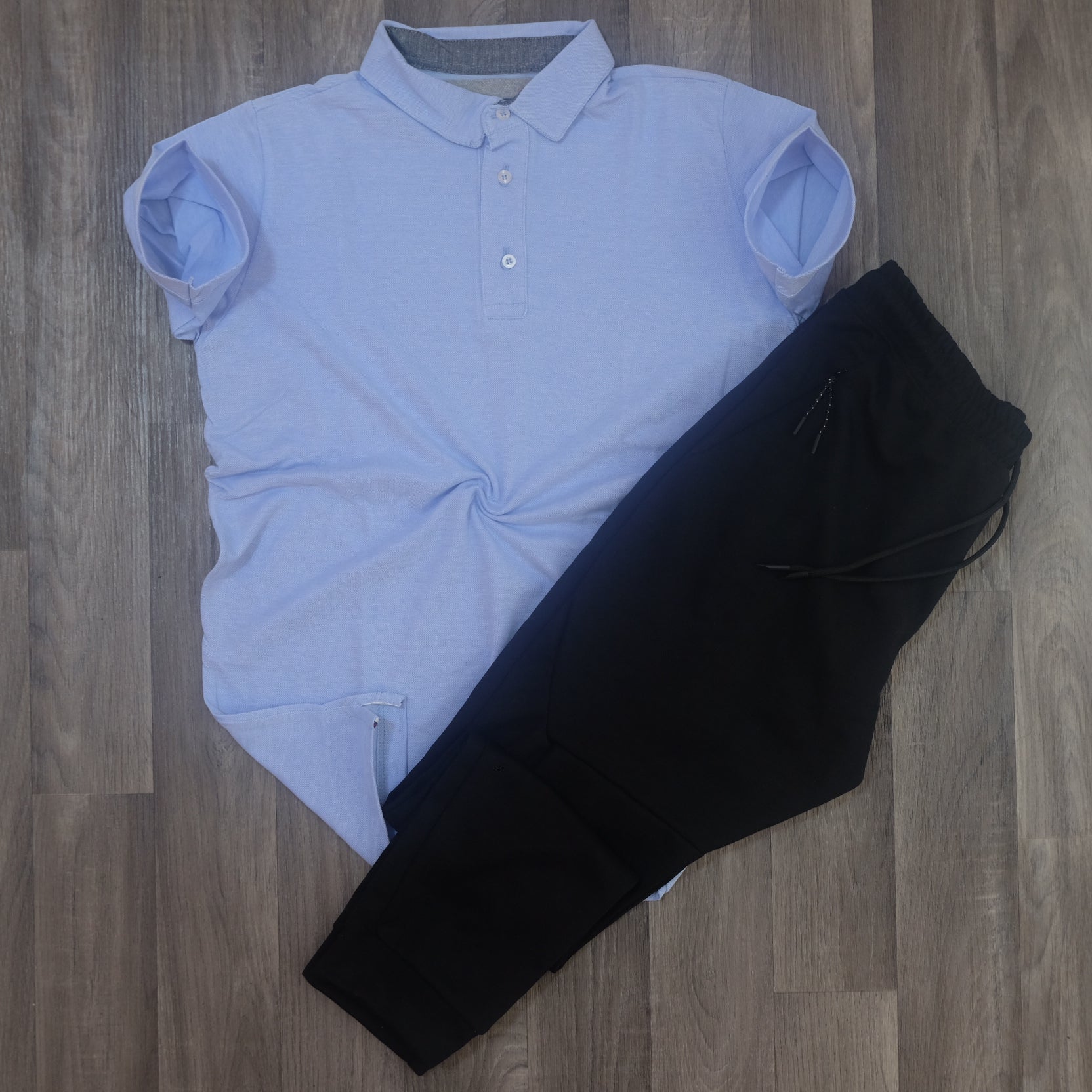 Ensemble Jogging Beska Noir + Polo Ciel Chine