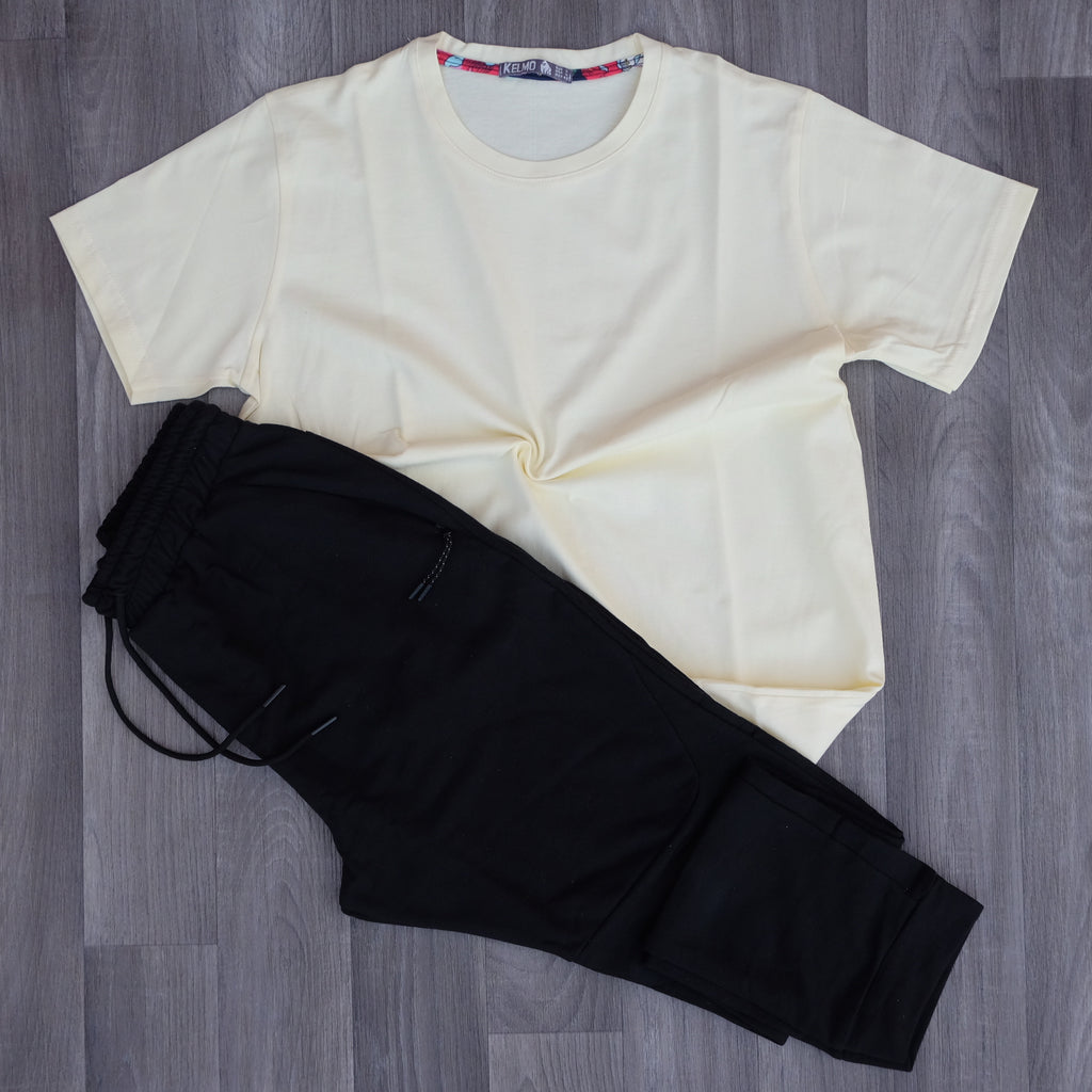 Ensemble Jogging Beska Noir + T-Shirt Jaune Poussin