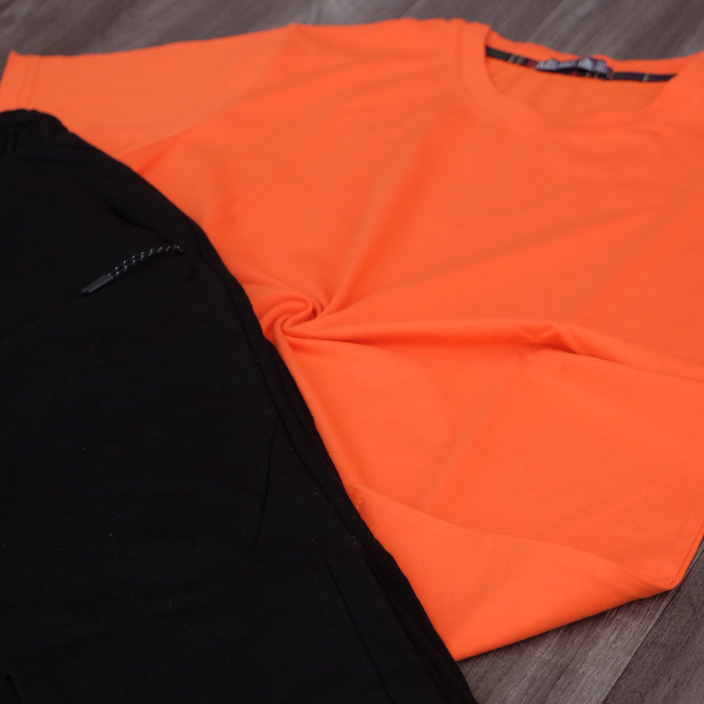 Ensemble Jogging Beska Noir + T-Shirt Orange