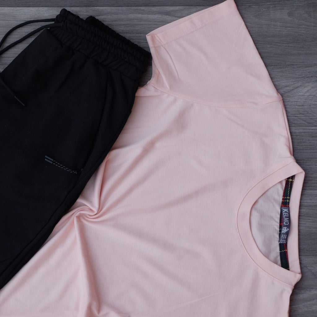 Ensemble Jogging Beska Noir + T-Shirt Saumon Clair