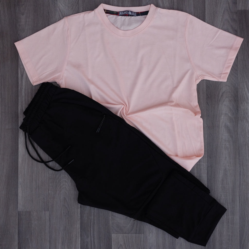 Ensemble Jogging Beska Noir + T-Shirt Saumon Clair