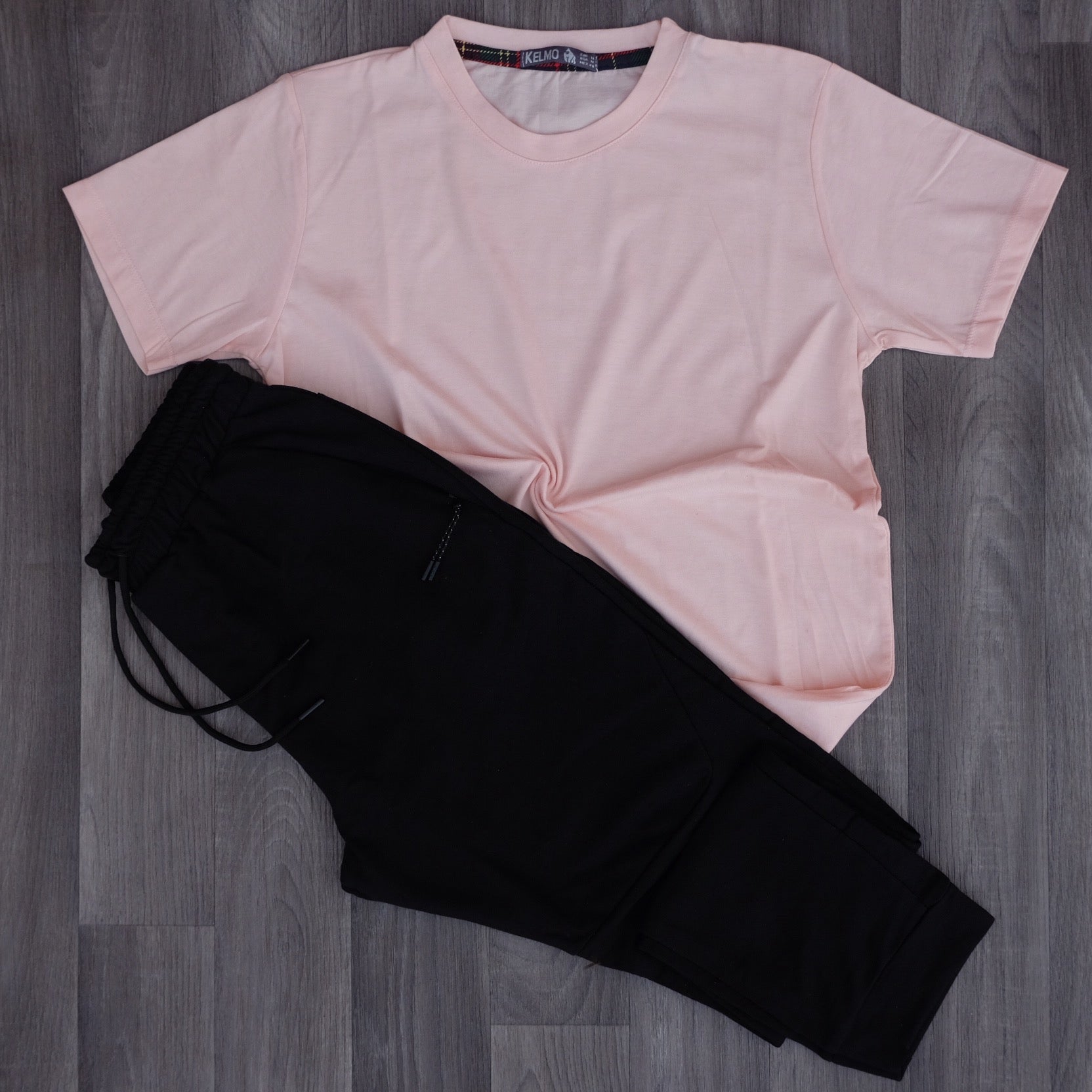 Ensemble Jogging Beska Noir + T-Shirt Saumon Clair